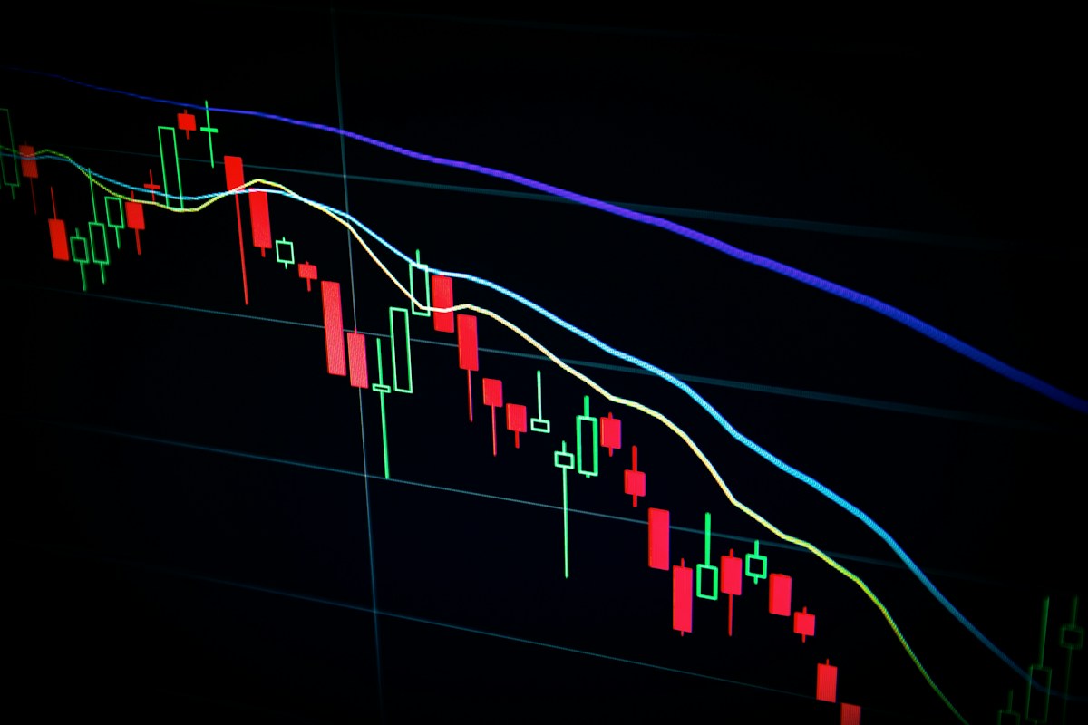 Financial market chart representing AI investment and technology earnings